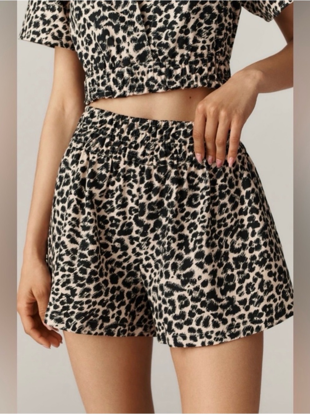 Anthropologie The Somerset Linen Cotton Blend Leopard Print Shorts Size XS - Picture 2 of 10